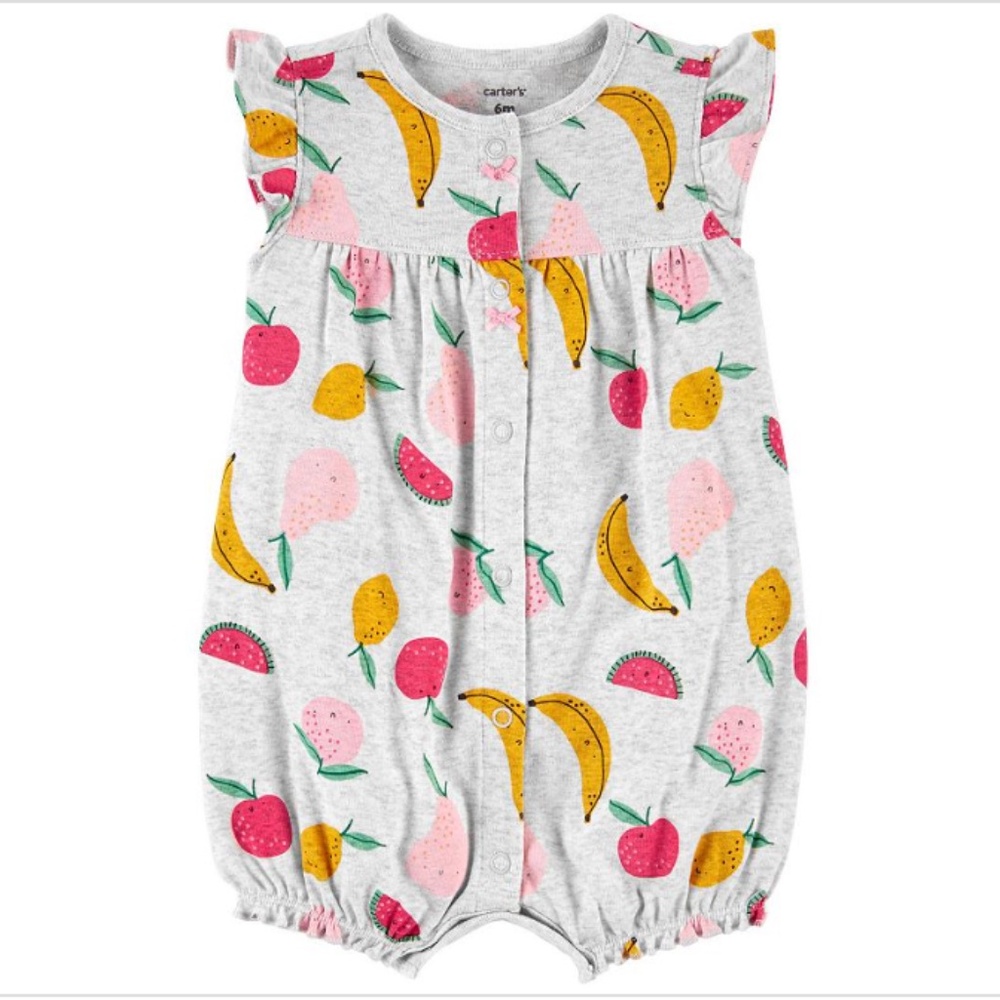 CARTER's:  Baby Girl's FRUITS Snap-Up Ruffle Bottom Romper / Onesie